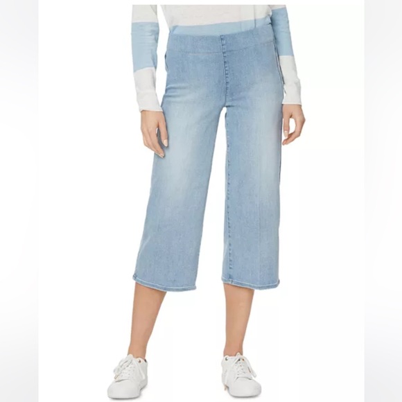 NYDJ Pull On Cropped Wide Leg Jeans‎ in Solstice Wash Size 10 - Picture 1 of 9